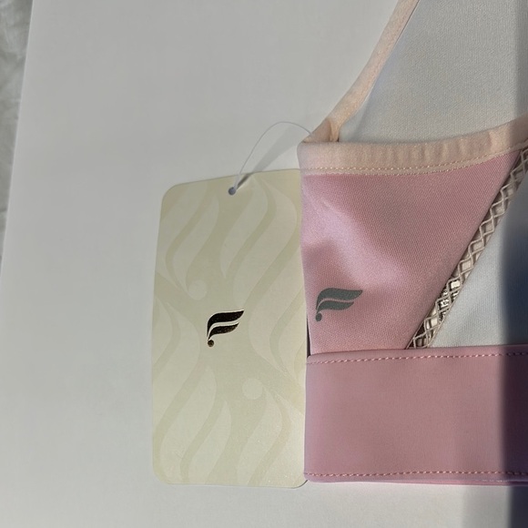 Fabletics White and Pink Crop Top with Front Zipper - Picture 4 of 7